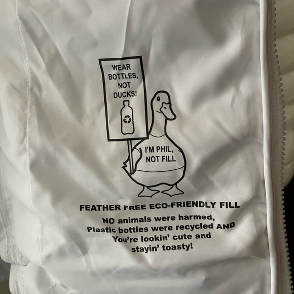 BCBG Zip Front Puffer White Waterproof Feather Free Eco Friendly Jacket - XL - Picture 6 of 8